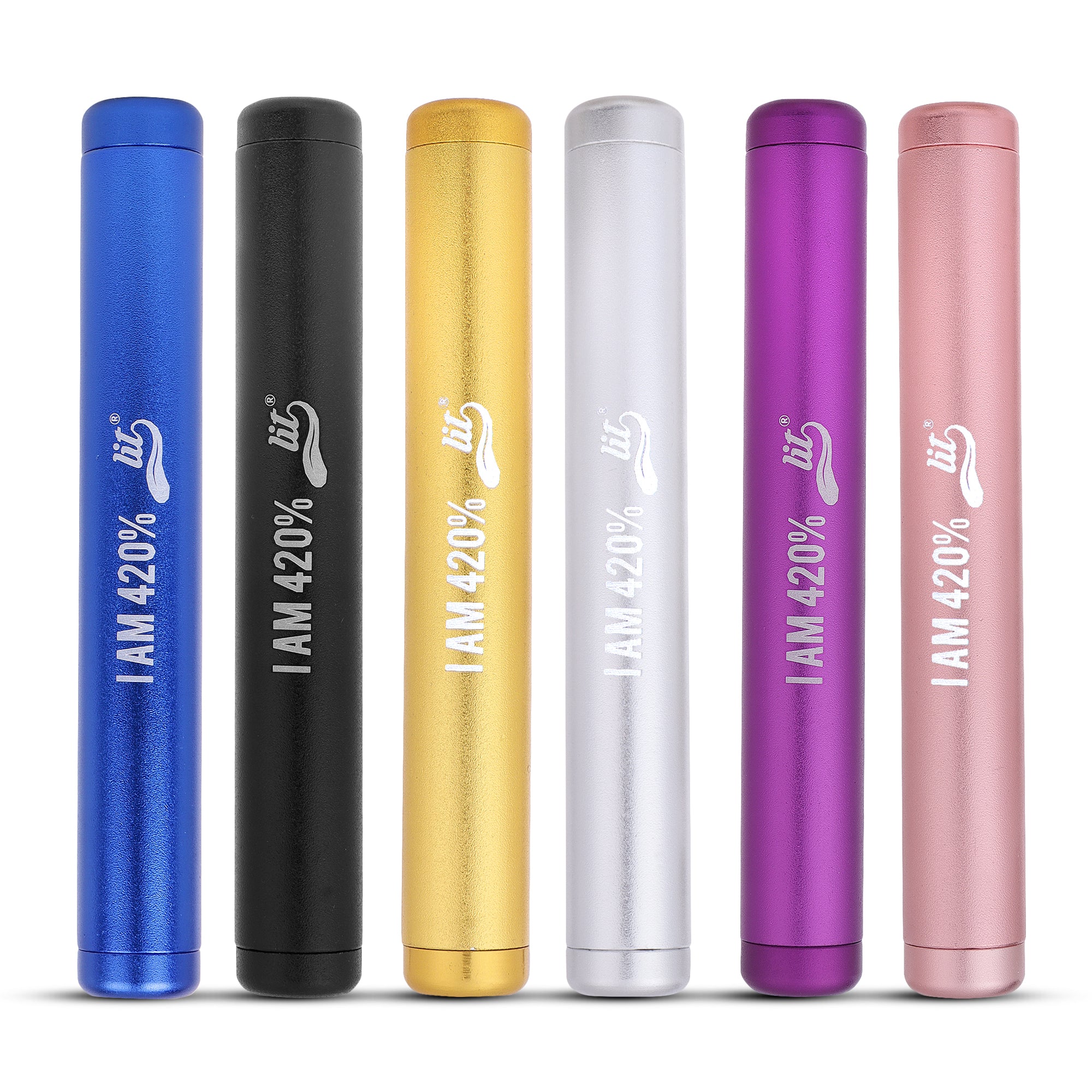 LIT joint holder and cigarette holder in 6 colours – blue, black, gold, silver, purple and pink – 112mm metal smell proof canister